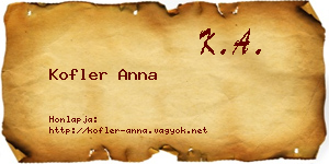 Kofler Anna névjegykártya